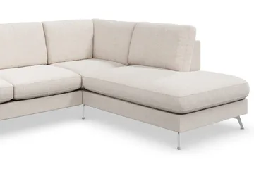Ocean Lyx 6-seters Høyrevendt U-formet Sofa med Divan og Sjeselong + Fotskammel i Stoff - Beige - Møbler - Sofaer - U-sofa