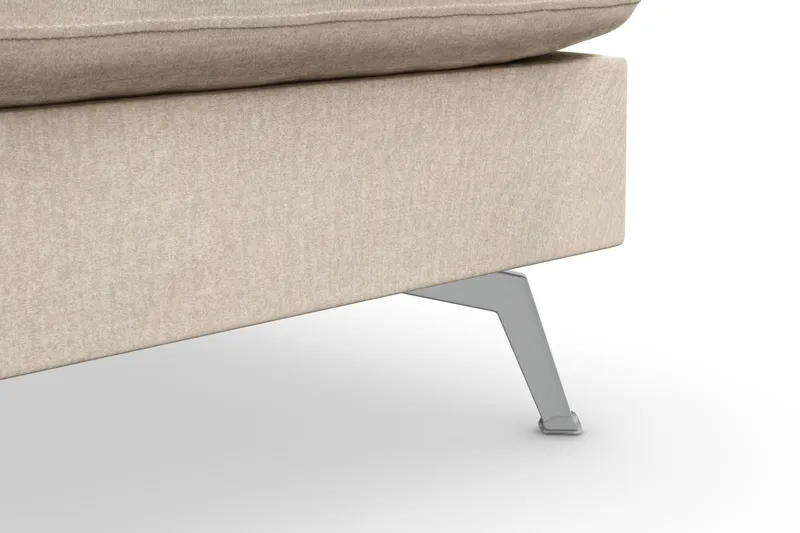 Ocean Lyx 6-seters Høyrevendt U-formet Sofa med Divan og Sjeselong + Fotskammel i Fløyel - Beige - Møbler - Sofaer - Fløyelssofaer