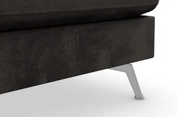 Ocean Lyx 6-seters Høyrevendt U-formet Sofa med Divan og Sjeselong + Fotskammel i Fløyel - Mørk grå - Møbler - Sofaer - Fløyelssofaer