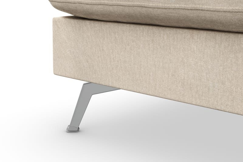 Ocean Lyx 6-seters Venstrevendt U-formet Sofa med Divan og Sjeselong + Fotskammel i Fløyel - Beige - Møbler - Sofaer - Sofaer med sjeselong