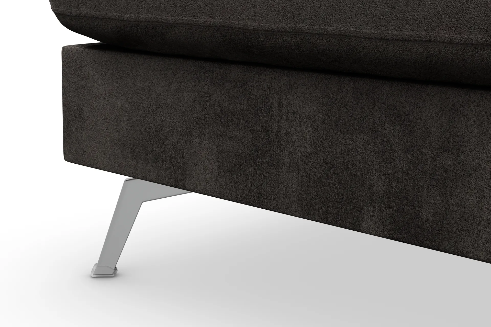 Ocean Lyx 6-seters Venstrevendt U-formet Sofa med Divan og Sjeselong + Fotskammel i Fløyel - Mørk grå - Møbler - Sofaer - Fløyelssofaer