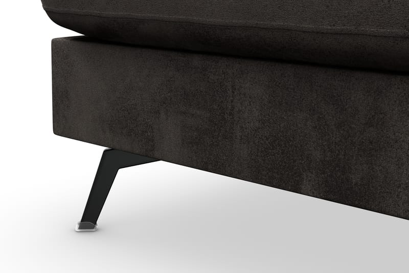 Ocean Lyx 6-seters Venstrevendt U-formet Sofa med Divan og Sjeselong + Fotskammel i Fløyel - Mørk grå - Møbler - Sofaer - Sofaer med sjeselong