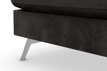 Ocean Lyx 6-seters Venstrevendt U-formet Sofa med Divan og Sjeselong + Fotskammel i Fløyel - Mørk grå - Møbler - Sofaer - Fløyelssofaer