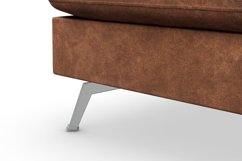 Ocean Lyx 6-seters Venstrevendt U-formet Sofa med Divan og Sjeselong + Fotskammel i Kunstlær - Brun - Møbler - Sofaer - Sofaer med sjeselong