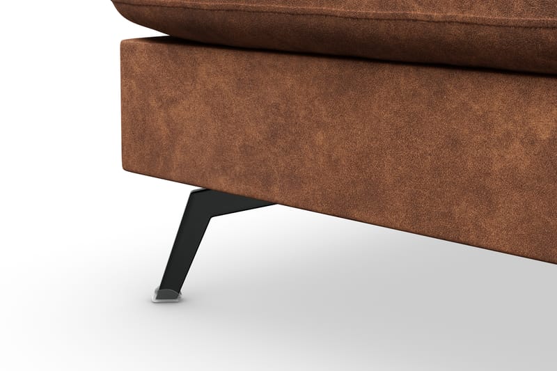 Ocean Lyx 6-seters Venstrevendt U-formet Sofa med Divan og Sjeselong + Fotskammel i Kunstlær - Brun - Møbler - Sofaer - Sofaer med sjeselong