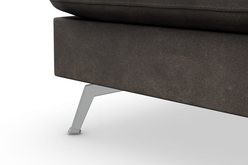 Ocean Lyx 6-seters Venstrevendt U-formet Sofa med Divan og Sjeselong + Fotskammel i Kunstlær - Mørk grå - Møbler - Sofaer - Sofaer med sjeselong