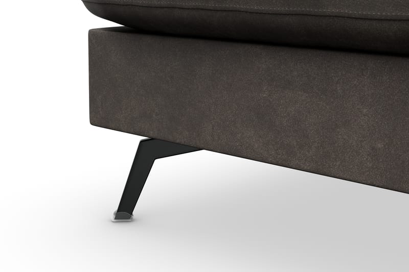 Ocean Lyx 6-seters Venstrevendt U-formet Sofa med Divan og Sjeselong + Fotskammel i Kunstlær - Mørk grå - Møbler - Sofaer - Sofaer med sjeselong