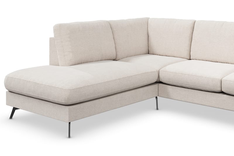 Ocean Lyx 6-seters Venstrevendt U-formet Sofa med Divan og Sjeselong + Fotskammel i Stoff - Beige - Møbler - Sofaer - Sofaer med sjeselong