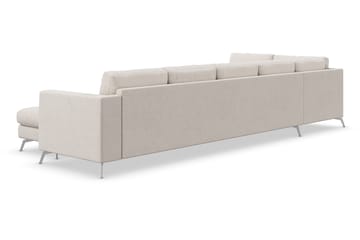 Ocean Lyx 6-seters Venstrevendt U-formet Sofa med Divan og Sjeselong + Fotskammel i Stoff - Beige - Møbler - Sofaer - Sofaer med sjeselong