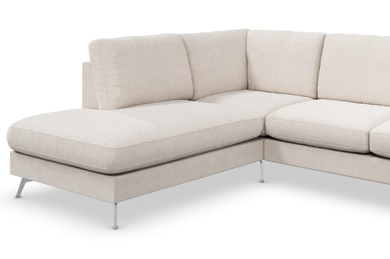 Ocean Lyx 6-seters Venstrevendt U-formet Sofa med Divan og Sjeselong + Fotskammel i Stoff - Beige - Møbler - Sofaer - Sofaer med sjeselong