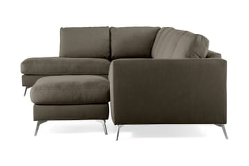 Ocean Lyx 6-seters Venstrevendt U-formet Sofa med Divan og Sjeselong + Fotskammel i Stoff - Mørkegrønn - Møbler - Sofaer - Sofaer med sjeselong