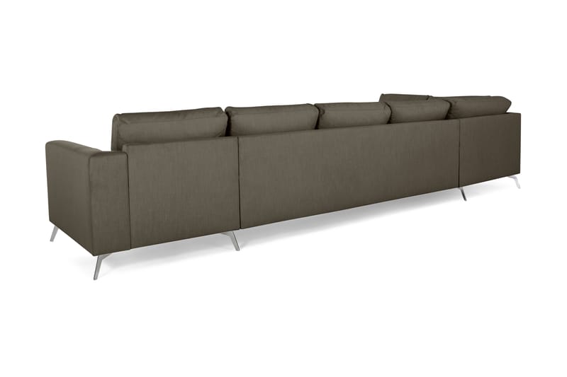 Ocean Lyx 6-seters Venstrevendt U-formet Sofa med Divan og Sjeselong + Fotskammel i Stoff - Mørkegrønn - Møbler - Sofaer - Sofaer med sjeselong