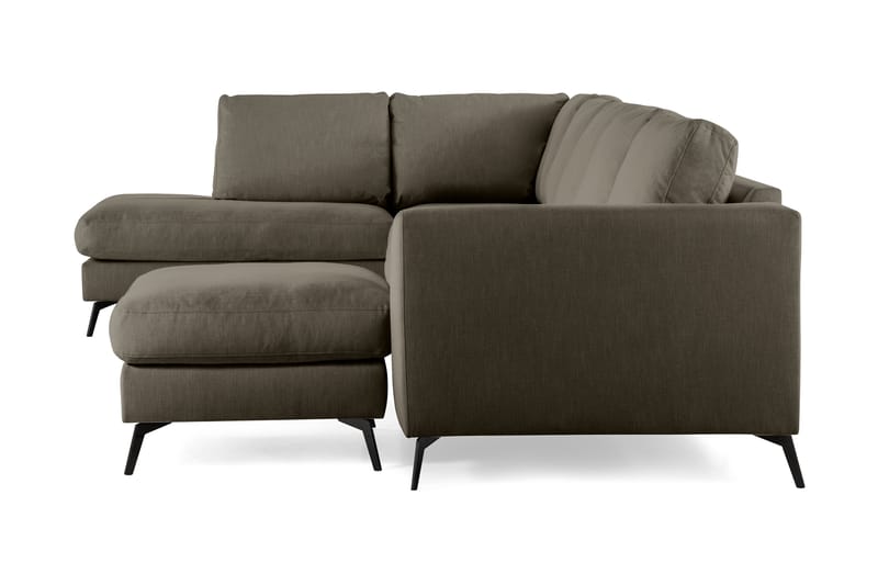 Ocean Lyx 6-seters Venstrevendt U-formet Sofa med Divan og Sjeselong + Fotskammel i Stoff - Mørkegrønn - Møbler - Sofaer - Sofaer med sjeselong