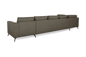 Ocean Lyx 6-seters Venstrevendt U-formet Sofa med Divan og Sjeselong + Fotskammel i Stoff - Mørkegrønn - Møbler - Sofaer - Sofaer med sjeselong
