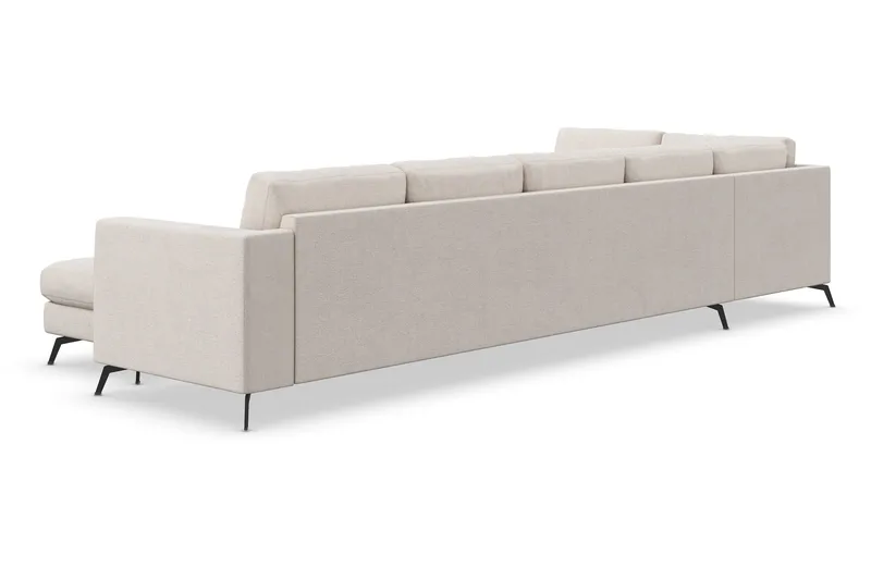Ocean Lyx 6-seters Venstrevendt U-formet Sofa med Divan og Sjeselong + Fotskammel i Stoff - Beige - Møbler - Sofaer - Sofaer med sjeselong