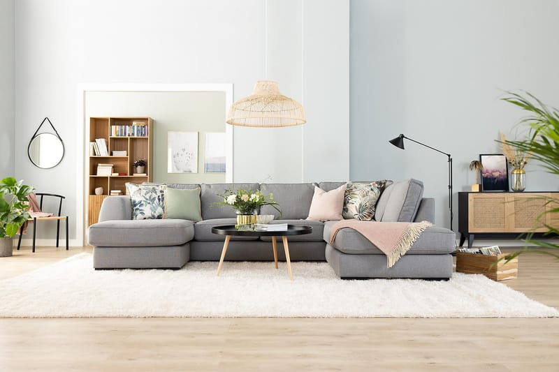 Optus 3-seters Vendbar L-formet Sjeselongsofa i Stoff - Lys grå - Møbler - Sofaer - Sofaer med sjeselong - 3 seters sofa med divan