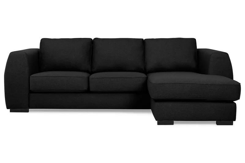 Optus 3-seters Vendbar L-formet Sjeselongsofa i Stoff - Svart - Møbler - Sofaer - Sofaer med sjeselong - 3 seters sofa med divan