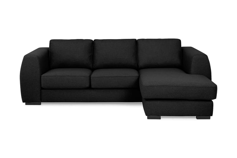 Optus 3-seters Vendbar L-formet Sjeselongsofa i Stoff - Svart - Møbler - Sofaer - Sofaer med sjeselong - 3 seters sofa med divan