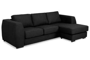 Optus 3-seters Vendbar L-formet Sjeselongsofa i Stoff - Svart - Møbler - Sofaer - Sofaer med sjeselong - 3 seters sofa med divan