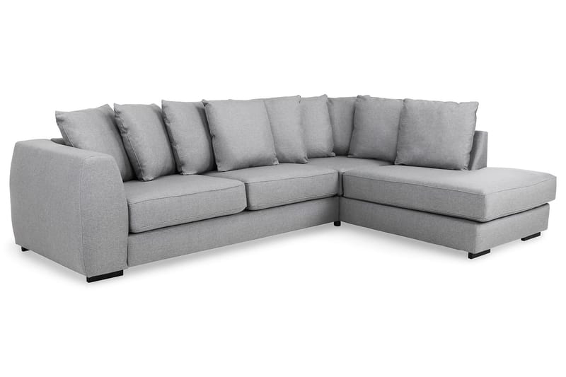 Optus 4-seters Høyrevendt L-formet Sjeselongsofa i Stoff inkl. Pynteputer - Lys grå - Møbler - Sofaer - Sofaer med sjeselong - 3 seters sofa med divan