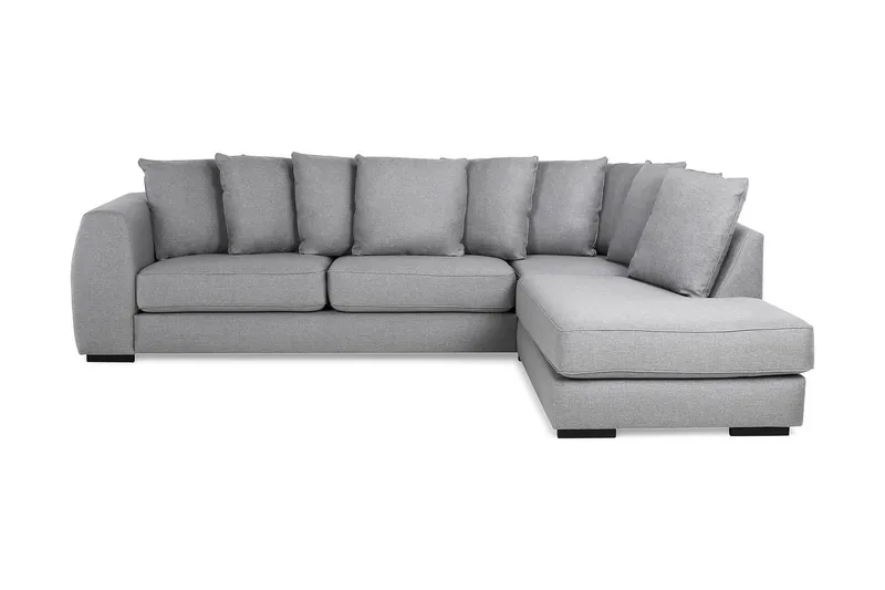 Optus 4-seters Høyrevendt L-formet Sjeselongsofa i Stoff inkl. Pynteputer, Lys grå