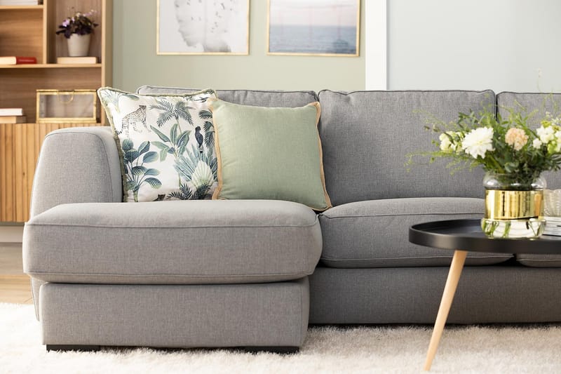Optus 4-seters Høyrevendt L-formet Sjeselongsofa i Stoff - Lys grå - Møbler - Sofaer - Sofaer med sjeselong - 3 seters sofa med divan