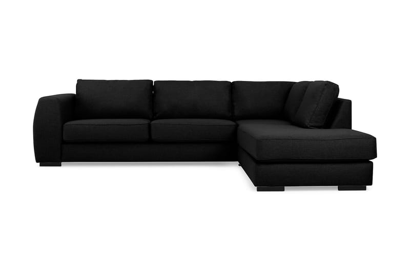 Optus 4-seters Høyrevendt L-formet Sjeselongsofa i Stoff - Svart - Møbler - Sofaer - Sofaer med sjeselong - 3 seters sofa med divan