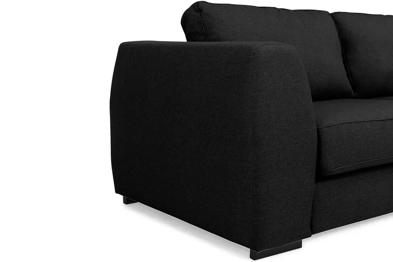 Optus 4-seters Høyrevendt L-formet Sjeselongsofa i Stoff - Svart - Møbler - Sofaer - Sofaer med sjeselong - 3 seters sofa med divan