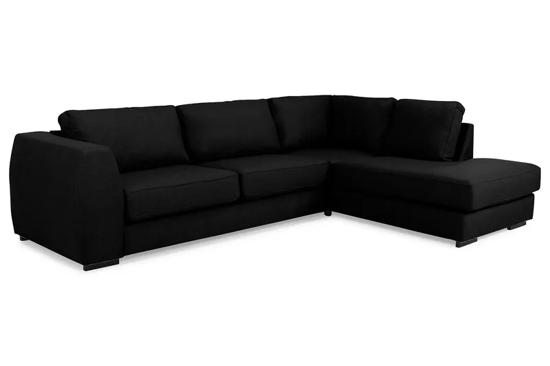 Optus 4-seters Høyrevendt L-formet Sjeselongsofa i Stoff - Svart - Møbler - Sofaer - Sofaer med sjeselong - 3 seters sofa med divan
