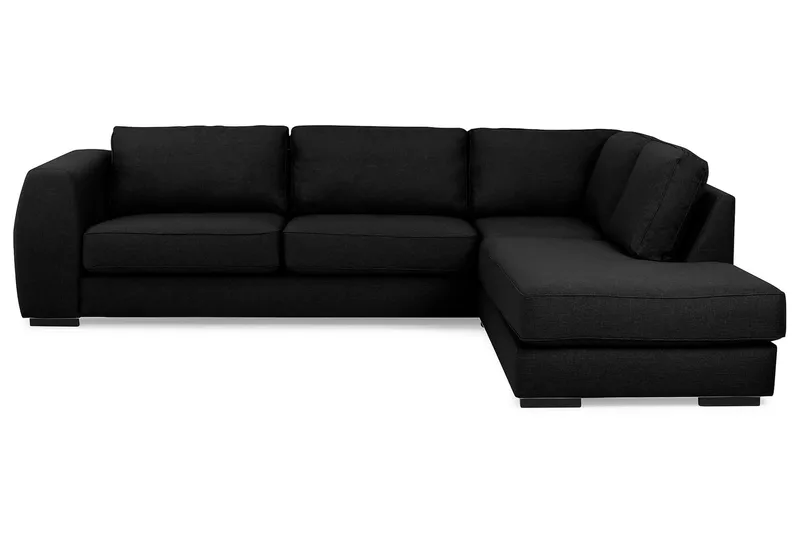 Optus 4-seters Høyrevendt L-formet Sjeselongsofa i Stoff - Svart - Møbler - Sofaer - Sofaer med sjeselong - 3 seters sofa med divan
