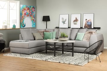 Optus 4-seters Venstrevendt L-formet Sjeselongsofa i Stoff inkl. Pynteputer - Lys grå - Møbler - Sofaer - Sofaer med sjeselong - 3 seters sofa med divan