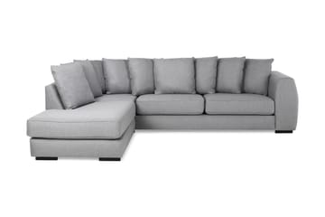 Optus 4-seters Venstrevendt L-formet Sjeselongsofa i Stoff inkl. Pynteputer - Lys grå - Møbler - Sofaer - Sofaer med sjeselong - 3 seters sofa med divan