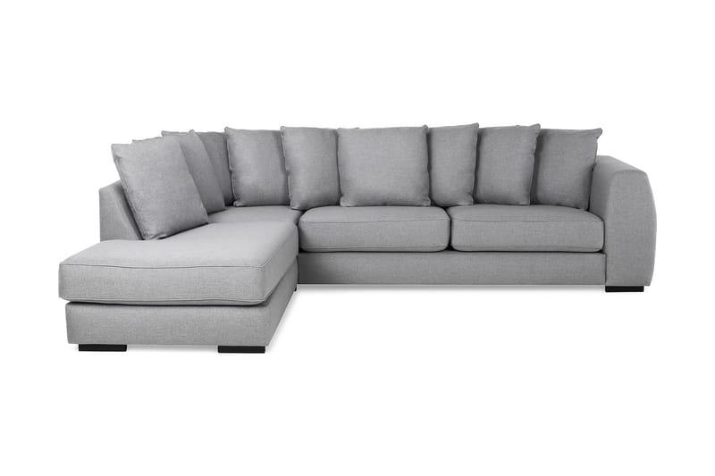 Optus 4-seters Venstrevendt L-formet Sjeselongsofa i Stoff inkl. Pynteputer - Lys grå - Møbler - Sofaer - Sofaer med sjeselong - 3 seters sofa med divan
