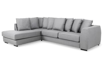 Optus 4-seters Venstrevendt L-formet Sjeselongsofa i Stoff inkl. Pynteputer - Lys grå - Møbler - Sofaer - Sofaer med sjeselong - 3 seters sofa med divan