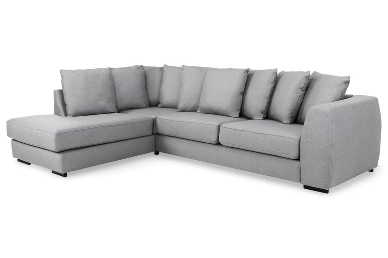 Optus 4-seters Venstrevendt L-formet Sjeselongsofa i Stoff inkl. Pynteputer - Lys grå - Møbler - Sofaer - Sofaer med sjeselong - 3 seters sofa med divan