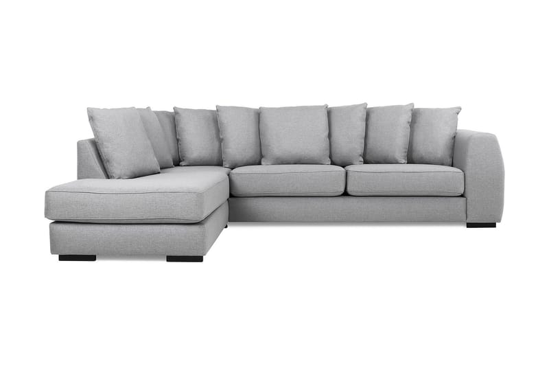 Optus 4-seters Venstrevendt L-formet Sjeselongsofa i Stoff inkl. Pynteputer - Lys grå - Møbler - Sofaer - Sofaer med sjeselong - 3 seters sofa med divan