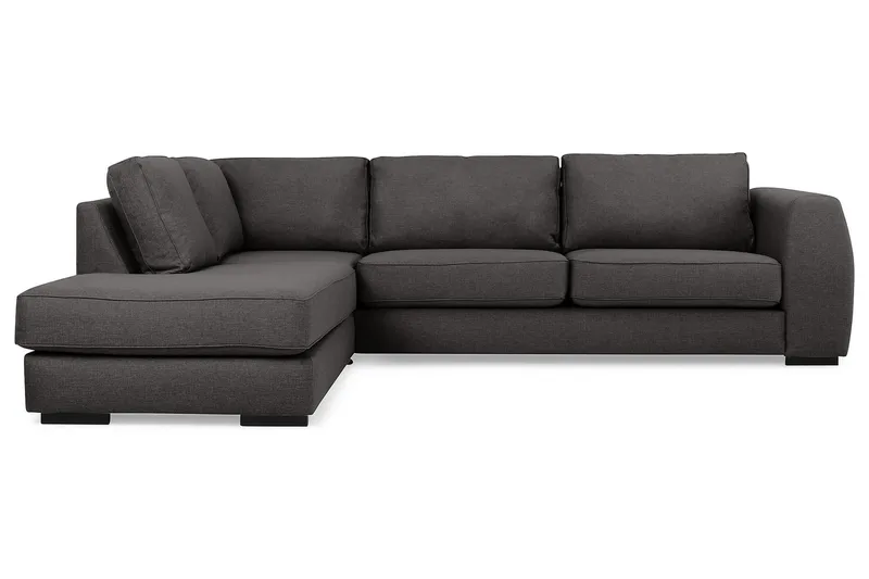 Optus 4-seters Venstrevendt L-formet Sjeselongsofa i Stoff - Mørk grå - Møbler - Sofaer - Sofaer med sjeselong - 3 seters sofa med divan