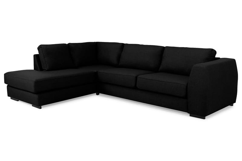 Optus 4-seters Venstrevendt L-formet Sjeselongsofa i Stoff - Svart - Møbler - Sofaer - Sofaer med sjeselong - 4 seters sofa med divan