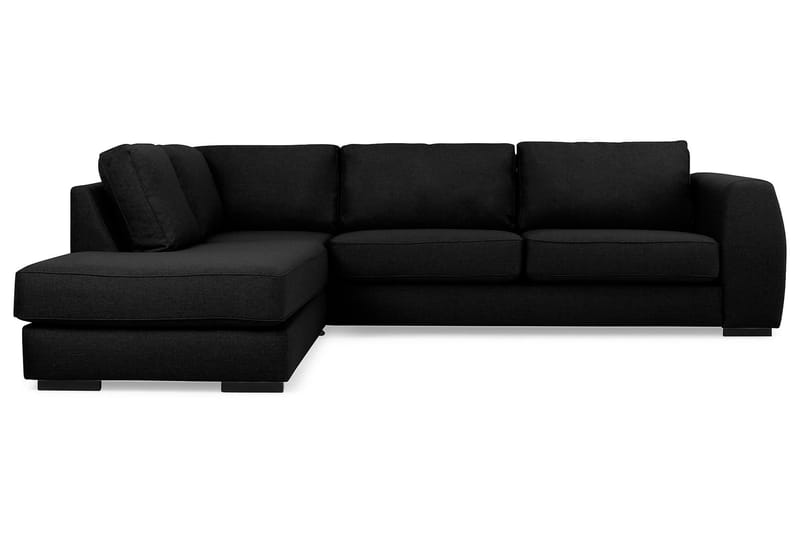 Optus 4-seters Venstrevendt L-formet Sjeselongsofa i Stoff - Svart - Møbler - Sofaer - Sofaer med sjeselong - 4 seters sofa med divan
