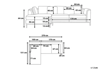 Oslo Hjørnesofa 270 cm - Grå - Møbler - Sofaer - Sofaer med sjeselong - 4 seters sofa med divan