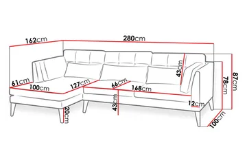 Pacyfic Divansofa 280x162x100 cm - Møbler - Sofaer - Sofaer med sjeselong - 4 seters sofa med divan