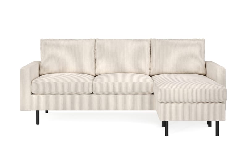 Peppe 3-seters Vendbar L-formet Divansofa i Manchester 200 cm bred - Beige - Møbler - Sofaer - Sofaer med sjeselong - 3 seters sofa med divan