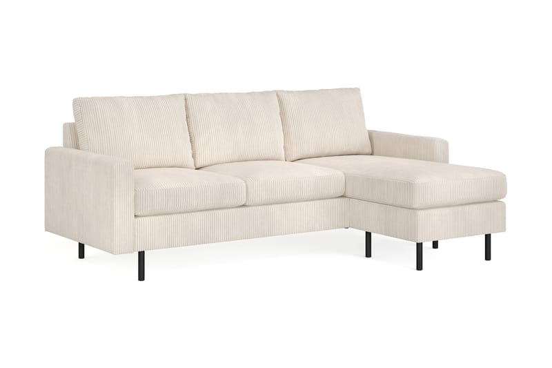 Peppe 3-seters Vendbar L-formet Divansofa i Manchester 200 cm bred - Beige - Møbler - Sofaer - Sofaer med sjeselong - 3 seters sofa med divan