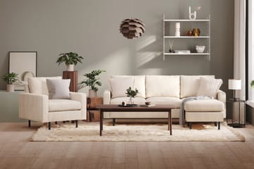 Peppe 3-seters Vendbar L-formet Divansofa i Manchester 200 cm bred - Beige - Møbler - Sofaer - Sofaer med sjeselong - 3 seters sofa med divan