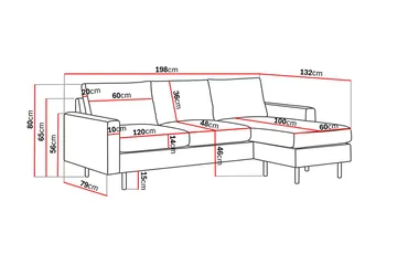 Peppe 3-seters Vendbar L-formet Divansofa i Manchester - Beige - Møbler - Sofaer - Sofaer med sjeselong - 3 seters sofa med divan