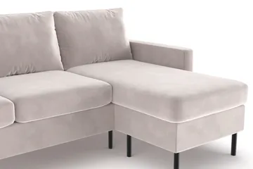 Peppe 3-seters Vendbar L-formet Divansofa i Manchester - Beige - Møbler - Sofaer - Sofaer med sjeselong - 3 seters sofa med divan