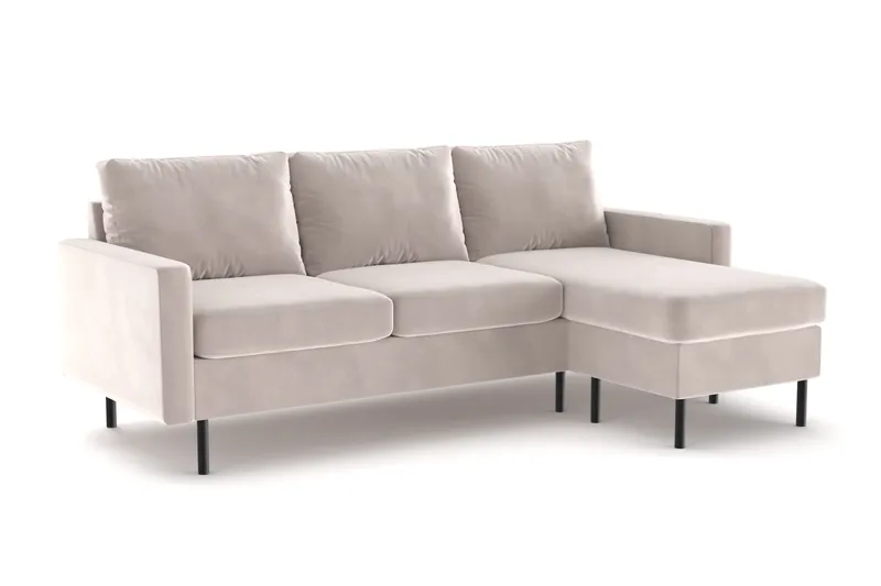 Peppe 3-seters Vendbar L-formet Divansofa i Manchester - Beige - Møbler - Sofaer - Sofaer med sjeselong - 3 seters sofa med divan