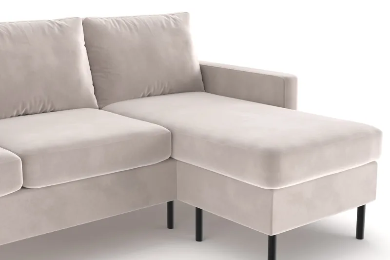 Peppe 3-seters Vendbar L-formet Divansofa i Manchester - Beige - Møbler - Sofaer - Sofaer med sjeselong - 3 seters sofa med divan