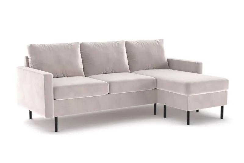 Peppe 3-seters Vendbar L-formet Divansofa i Manchester - Beige - Møbler - Sofaer - Sofaer med sjeselong - 3 seters sofa med divan