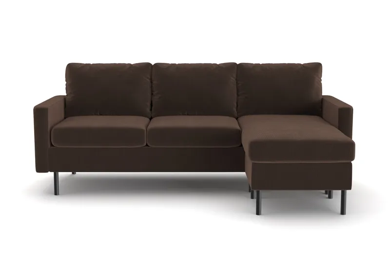 Peppe 3-seters Vendbar L-formet Divansofa i Manchester, Brun